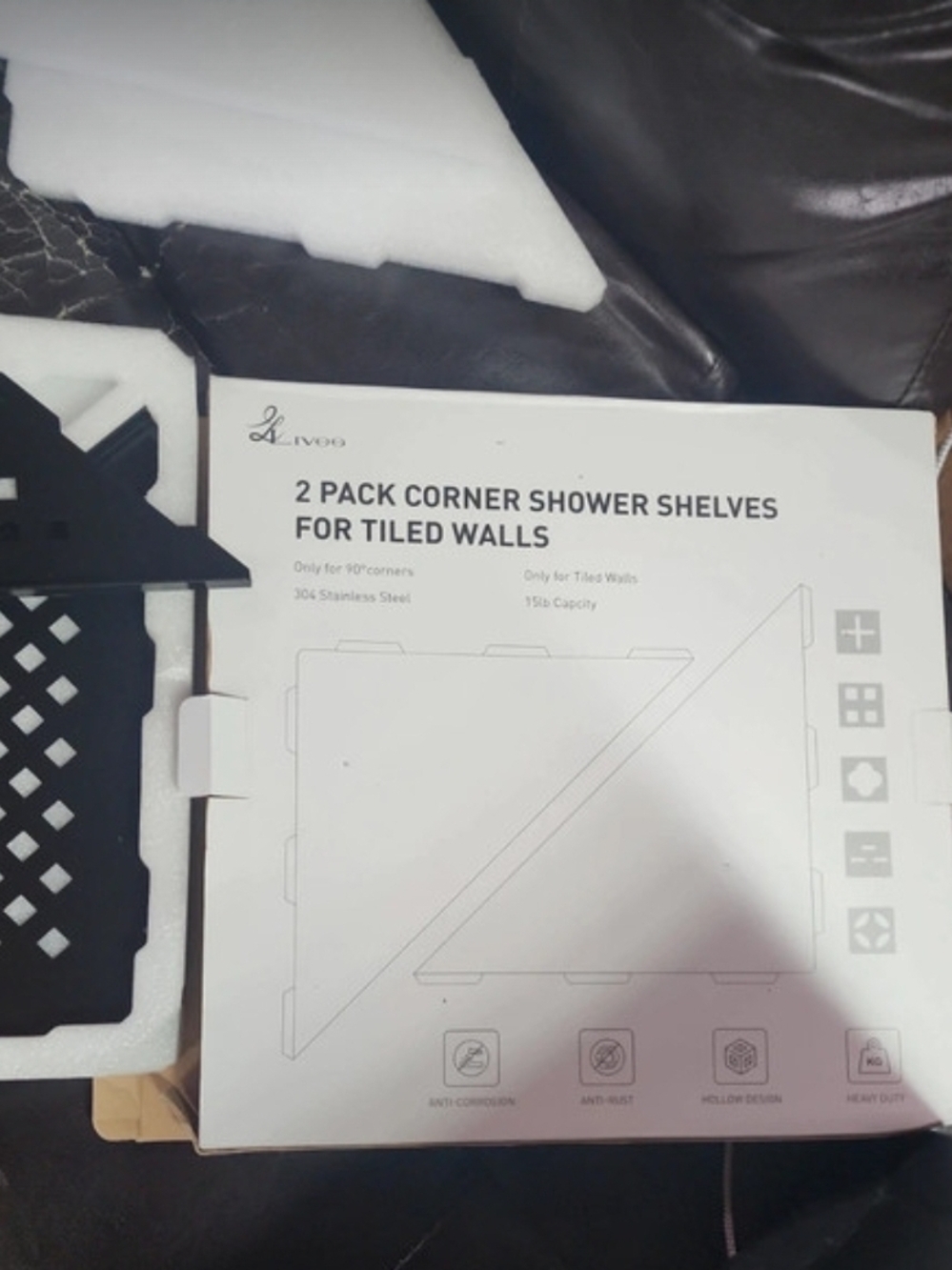 2-Pack Corner Shower Shelves - Black